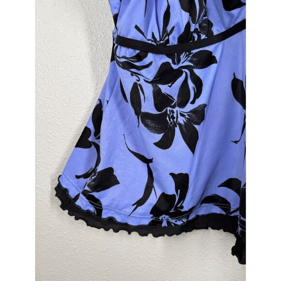 NWT Miraclesuit Womens Blue Black Tankini Top Sz 20W Tummy Control Floral Swim - Picture 3 of 11